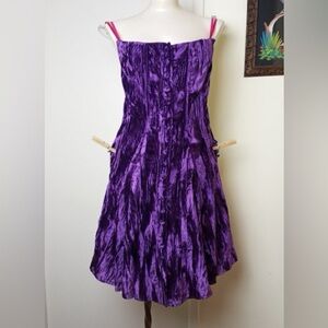 Vintage Betsey Johnson Purple Velvet Corset Strapless Mini Skater Dress - M